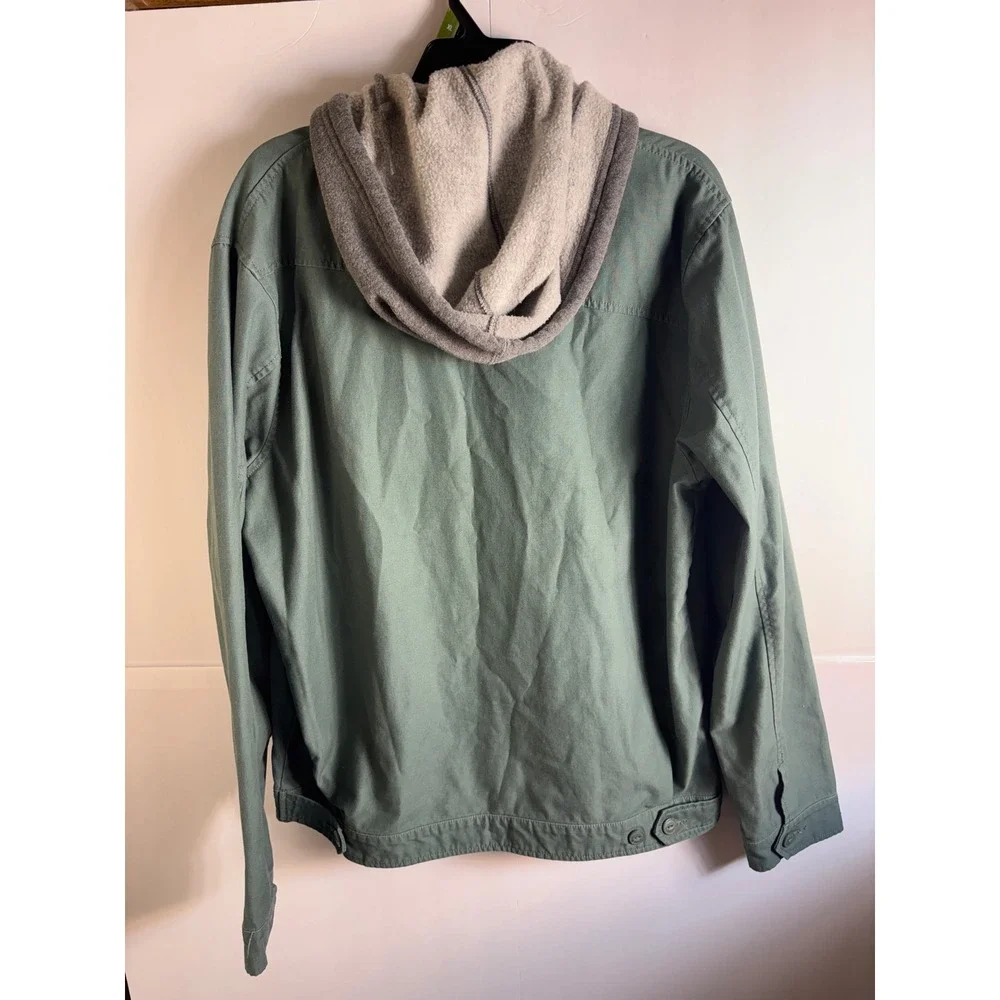 Volcom Mens Hooded Canvas Jacket Sage Green Full Zip Water Resistant Size Large
